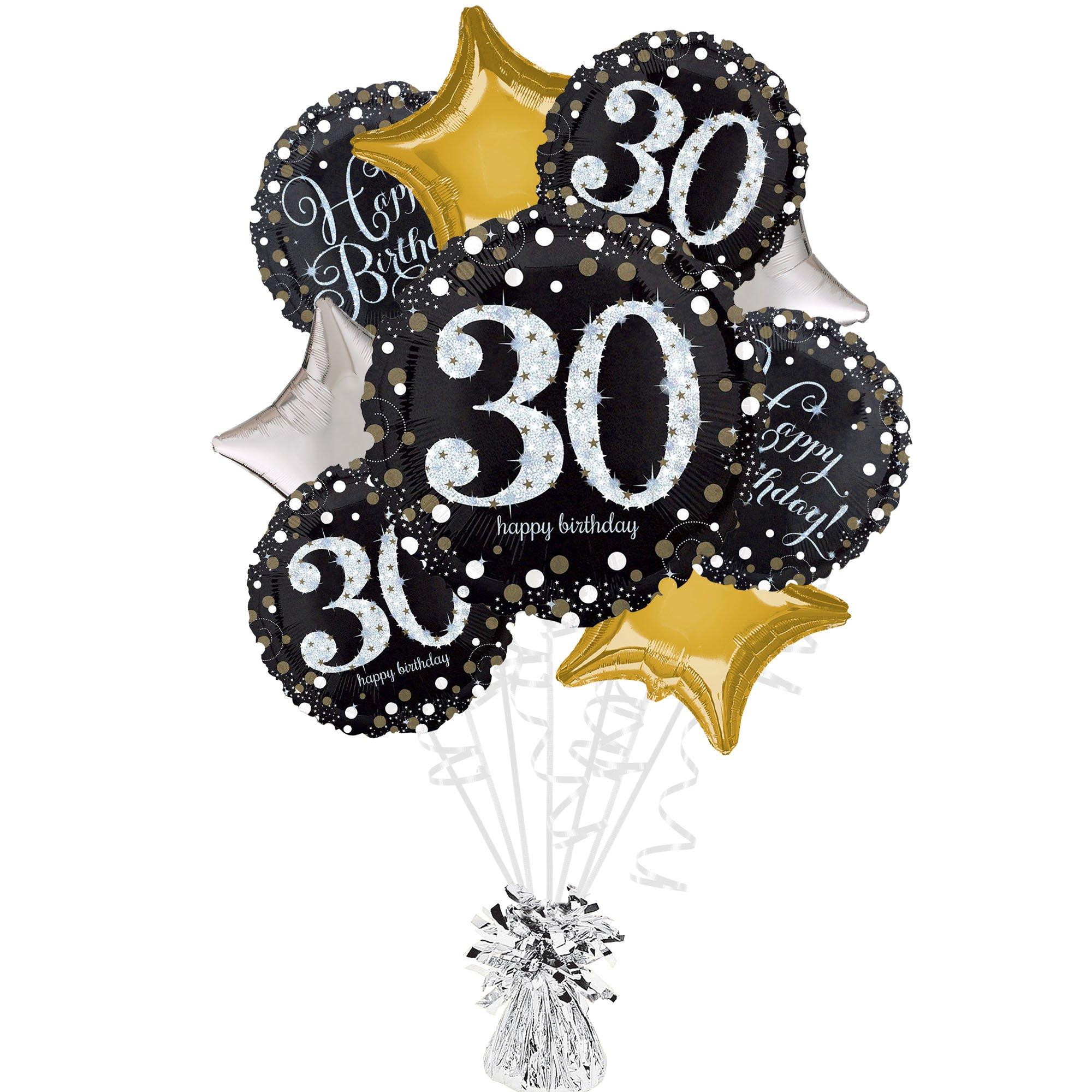 Sparkling Celebration 30th Birthday Foil Balloon Bouquet